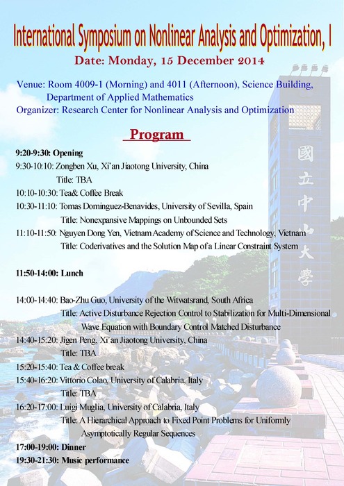 International Symposium on Nonlinear Analysis and Optimization 2014.12.15Image